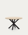 Table ronde Argo en mélaminé naturel et pieds en acier finition noire Ø 119 cm