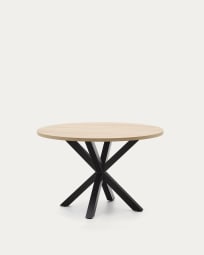 Table ronde Full Argo en mélaminé naturel et pieds en acier finition noire Ø 119 cm
