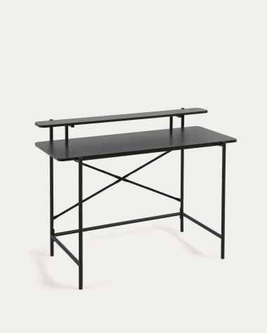 Galatia black melamine desk with metal legs in black finish 120 x 60 cm