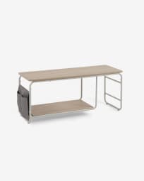 Yamina melamine TV stand with steel in a white finish, 110 x 46 cm