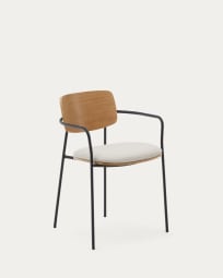 Maureen stackable chair with oak veneer in natural finish and metal in black finish