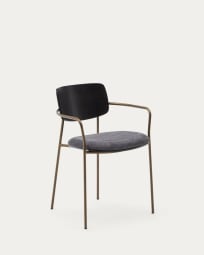 Maureen chair with ash veneer in dark finish and metal in brass finish