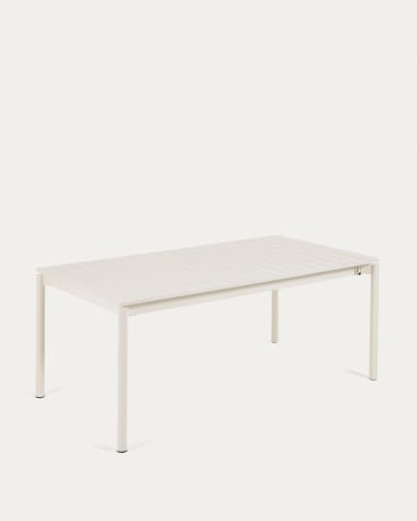 Zaltana ausziehbarer Outdoor-Tisch aus Aluminium mattweißer 180 (240) x 100 cm