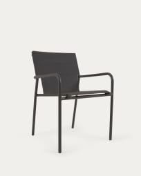 Krzesło ogrodowe sztaplowane Zaltana wykonane z aluminium z matowym wykończeniem w kolorze ciemnoszarym