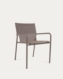 Krzesło ogrodowe sztaplowane Zaltana z aluminium malowanego na kolor brązowy matowy