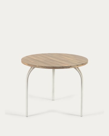 Cailin round table in solid 100% FSC acacia wood with steel legs in white Ø 90 cm