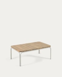 Tavolino da salotto Cailin in legno massello acacia gambe acciaio bianco 100x60cm FSC100%