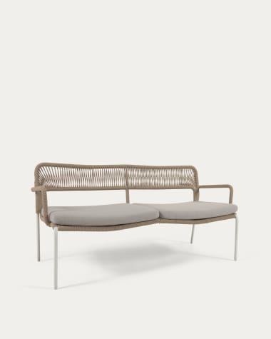 Cailin 2-Sitzer Sofa beiges Seil und verzinkte Stahlbeine weiß 150 cm