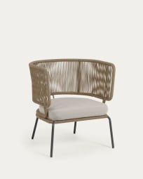 Nadin armchair in beige cord with galvanised steel legs