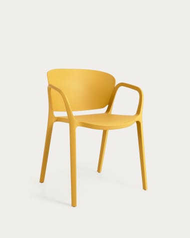 Cadeira empilhável 100% de exterior Ania amarelo