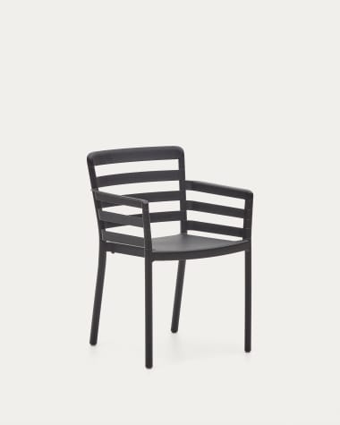Krzesło ogrodowe sztaplowane Nariet w kolorze czarnym z tworzywa sztucznego