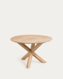 Στρογγυλό τραπέζι εξωτερικού χώρου Teresinha, μασίφ ξύλο τικ, Ø120εκ