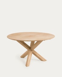 Στρογγυλό τραπέζι εξωτερικού χώρου Teresinha, μασίφ ξύλο τικ, Ø150εκ
