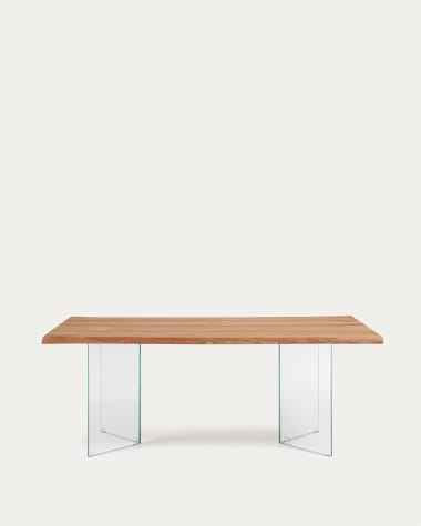 Lotty Tisch aus Eichenfurnier mit natürlichem Finish und Glasbeinen 180 x 100 cm