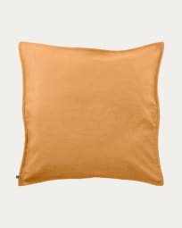 Blok cushion cover in mustard linen, 60 x 60 cm