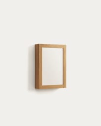 Mobiletto da bagno con specchio Kenta in legno massiccio di teak 50 x 70 cm