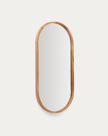 Specchio Magda in legno massiccio di teak con finitura naturale Ø 45 x 95 cm