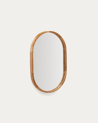 Magda mirror made of solid teak wood with a natural finish Ø 40 x 60 cm