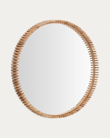 Polke spiegel van teakhout Ø 100 cm