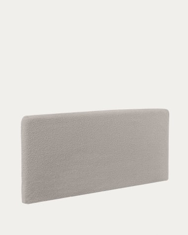Dyla headboard with removable cover in grey fleece, for 160 cm beds