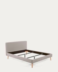 Capa cama Dyla pelo efeito cordeiro cinza-claro para colchão de 160 x 200 cm