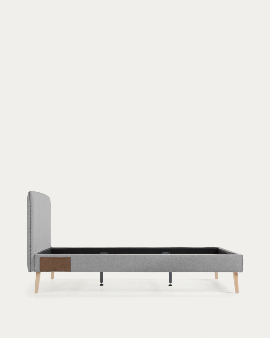 Cama desenfundable Dyla gris patas de madera maciza de haya para colchón de  160 x 200 cm