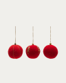 Set Breshi de 3 bolas colgantes decorativas grandes rojo y detalles dorados