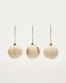 Set Breshi de 3 bolas colgantes decorativas grandes blanco y detalles dorados