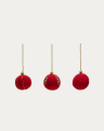 Breshi – zestaw 3 małych ozdobnych wiszących kul w kolorze czerwonym z elementami w kolorze złotym