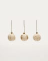 Set Breshi de 3 bolas colgantes decorativas pequeñas blanco y detalles dorados