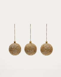 Briam set of 3 large gold decorative pendant balls