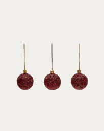 Set Briam de 3 bolas colgantes decorativas pequeñas rojo
