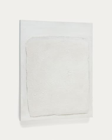 Rodes abstract textured canvas in white, 80 x 100 cm