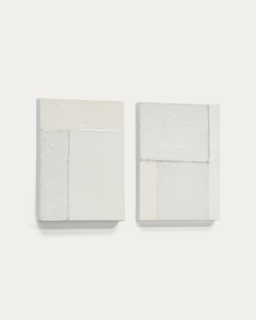 Set Pineda de 2 lienzos abstractos blanco 30 x 40 cm