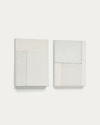 Lot Pineda de 2 tableaux abstraits blancs 30 x 40 cm