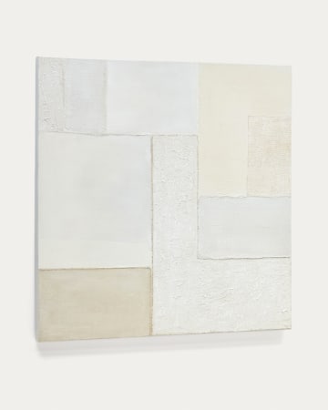Tableau abstrait Pineda blanc 95 x 95 cm