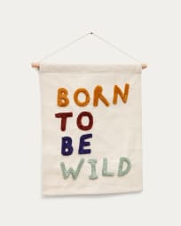 Zelda Wandteppich weisse Baumwolle mit bunten gestickten Buchstaben 40 x 50 cm