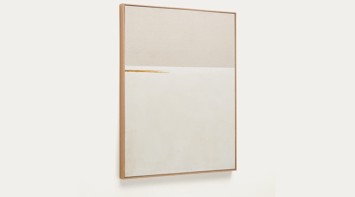 Tableau abstrait Salin avec ligne horizontale en lin 80 x 100 cm | Kave Home®