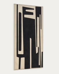 Cuadro abstracto Salmi de lino beige y negro 210 x 110 cm