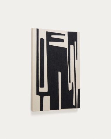 Quadre abstracte Salmi de lli beix i negre 100 x 70 cm