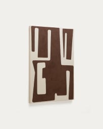 Cuadro abstracto Salmi de lino beige y marrón 100 x 70 cm