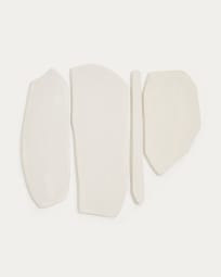 Set Siluna van 4 muurpanelen van wit papier-maché