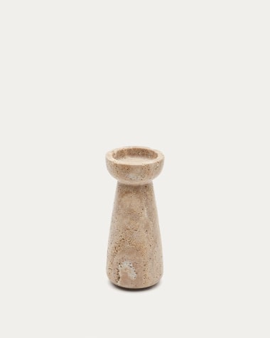 Magan small beige travertine candle holder