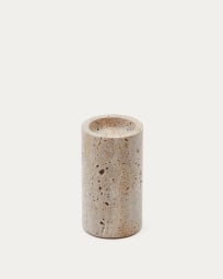 Siva large candle holder in beige travertine