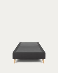 Nikos tall bed base in black with solid beech wood legs for a 90 x 190 cm mattress