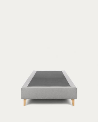 Nikos tall bed base in grey with solid beech wood legs for a 90 x 190 cm mattress
