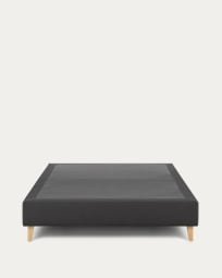 Nikos tall bed base in black with solid beech wood legs for a 140 x 190 cm mattress