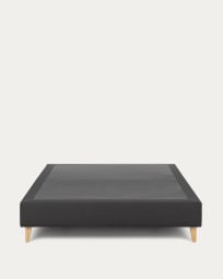 Nikos tall bed base in black with solid beech wood legs for a 150 x 190 cm mattress