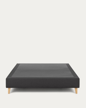 Nikos tall bed base in black with solid beech wood legs for a 160 x 200 cm mattress