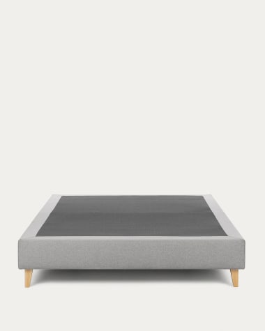 Nikos tall bed base in grey with solid beech wood legs for a 160 x 200 cm mattress
